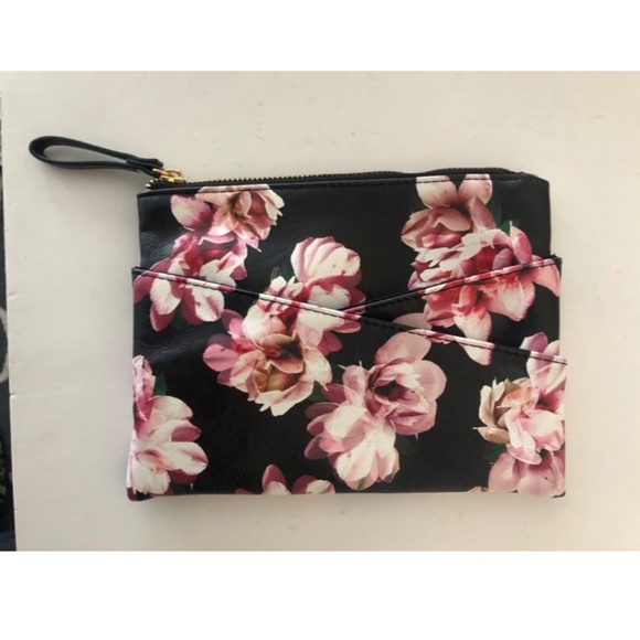 Handbags - Floral zip clutch purse with side pocket